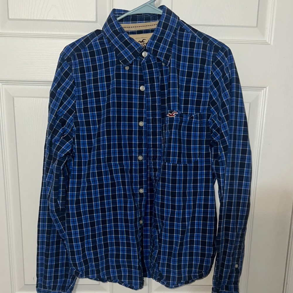 Hollister Blue Plaid Button-Up Shirt